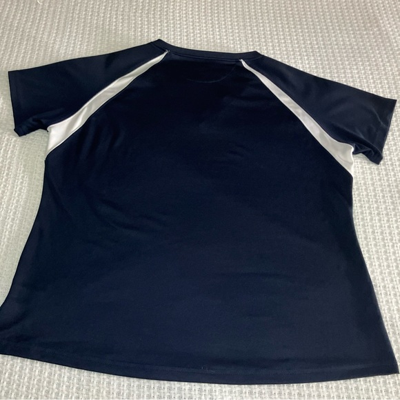 Bolle Tech Women Active T-shirt Navy White Stripes XL Short Sleeve V Neck - Picture 2 of 6